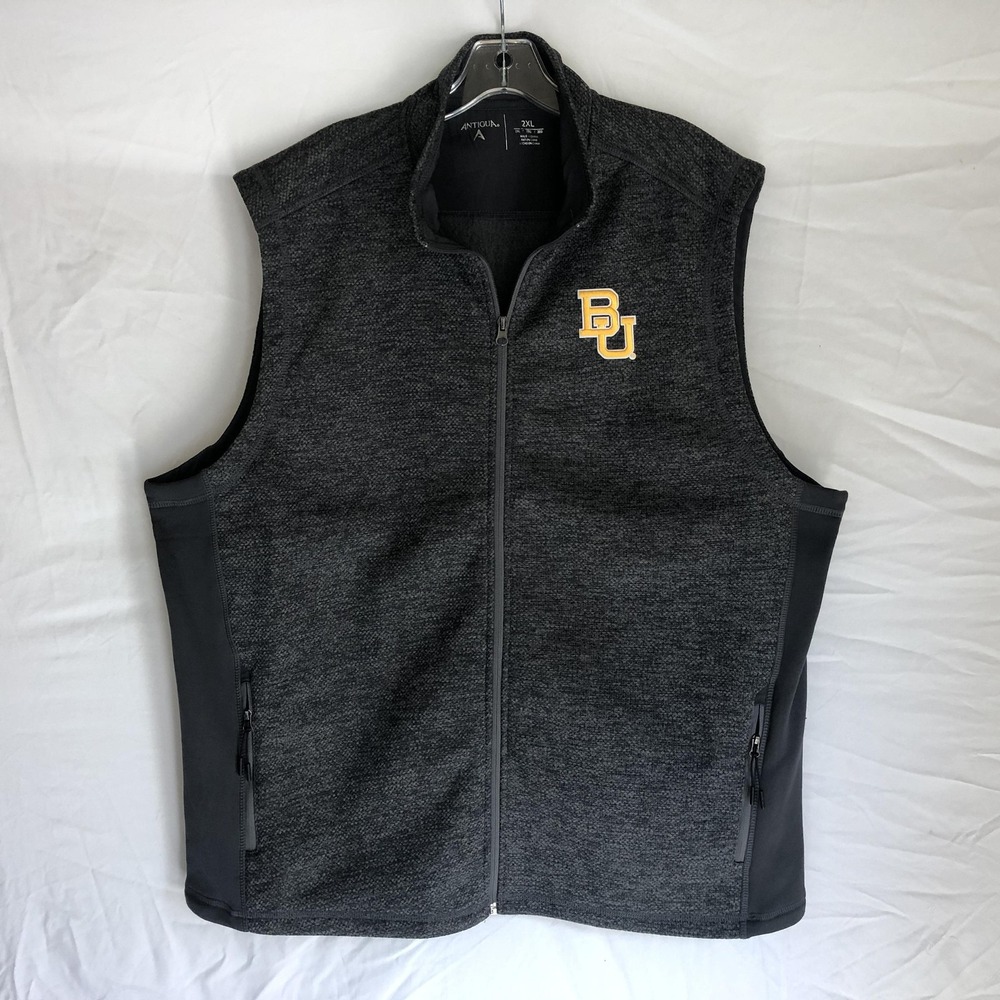 Baylor Bears Jacket Mens 2XL Gray NCAA Football Full Zip Fleece Vest Antigua